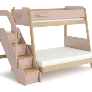 Boori Natty Maxi Single over Double Bunk Bed with Storage Staircase - Cherry & Almond