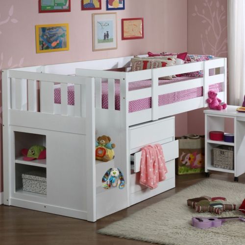 Cameron Single Midi Loft Bed with Staircase, Desk & Chest