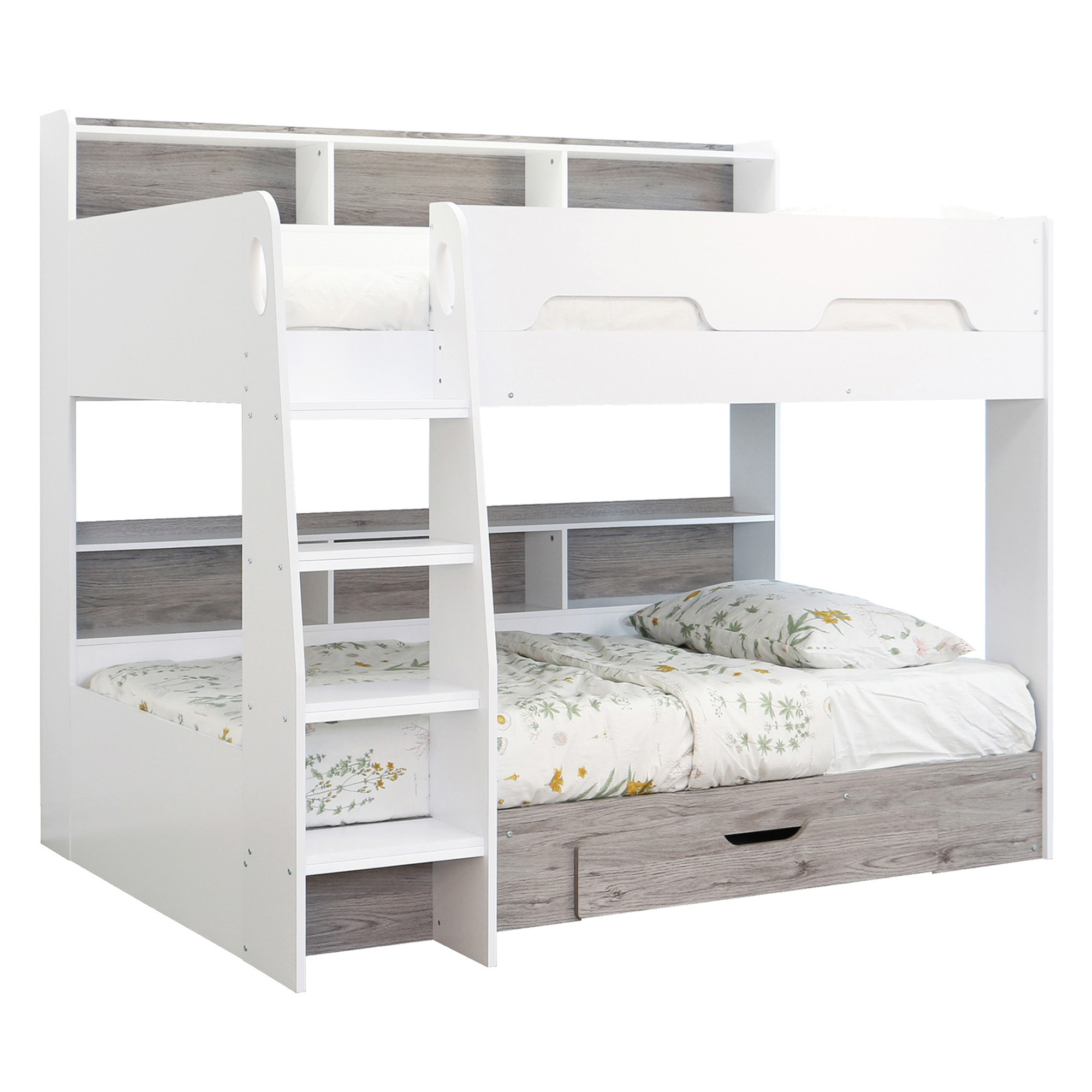 Castel Single Bunk Bed with Shelves