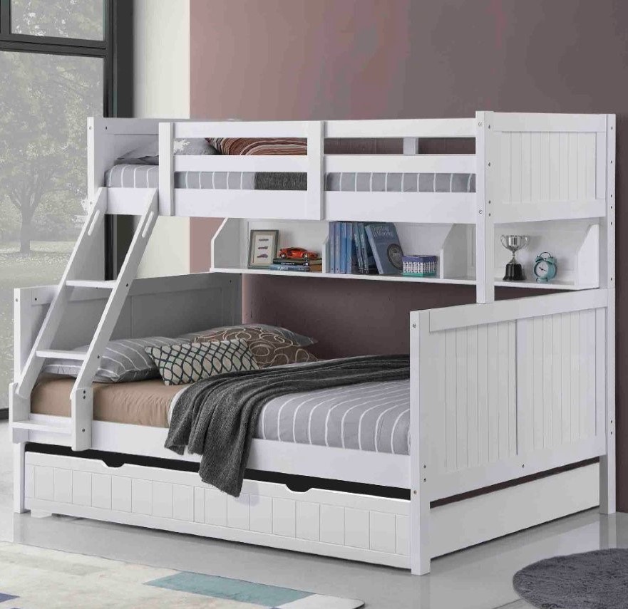 Springfield Single over Double Bunk Bed with Shelves & Double Storage Trundle