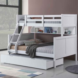 Springfield Single over Double Bunk Bed with Shelves & Single Storage Trundle