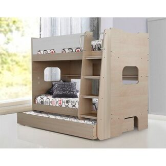 Sydney Single Bunk Bed with Shelves & Trundle