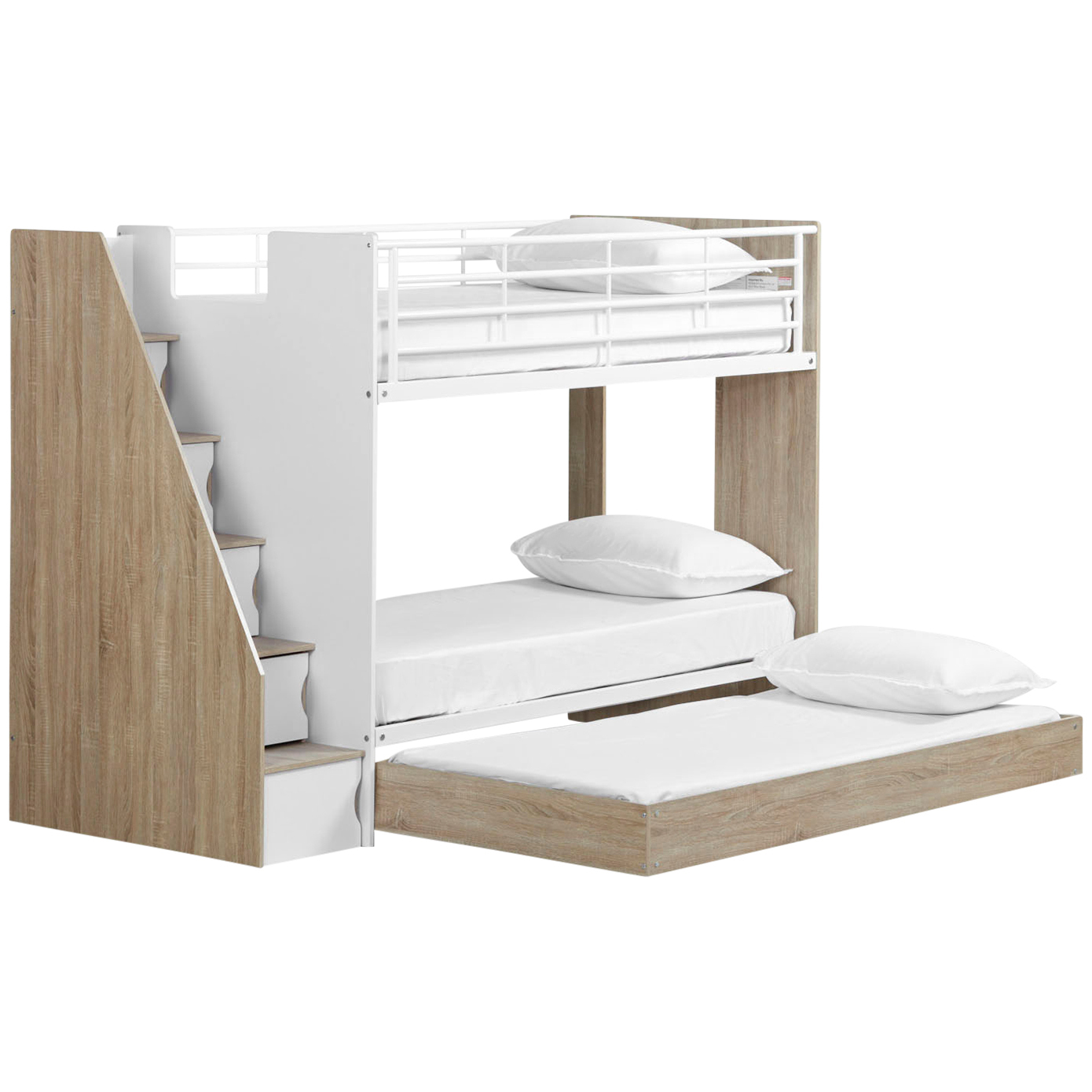 Ashton Single Bunk Bed with Stairs & Trundle Bed