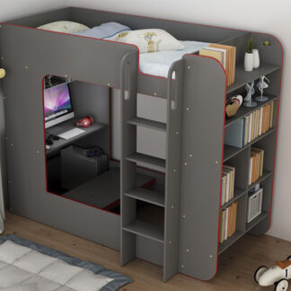 Beyond King Single Gaming Bunk Bed with Desk & Shelves
