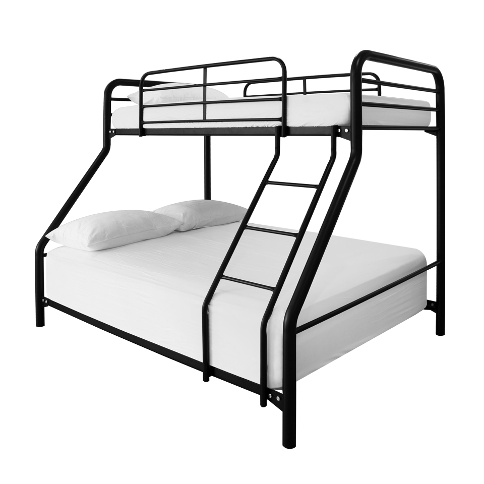 trio heavy dutyl bunk bed single over double black