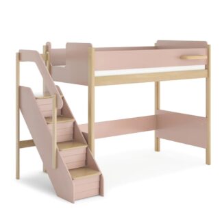 Natty King Single Loft Bed With Storage Staircase - Cherry & Almond