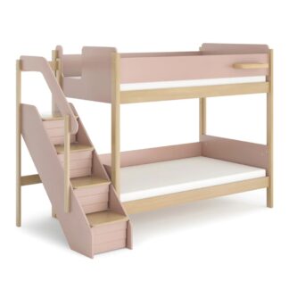 Natty King Single Bunk With Storage Staircase - Cherry and Almond