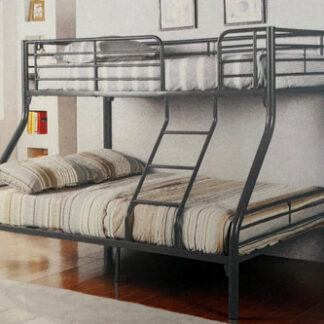 Heavy Duty Single Over Double Bunk Bed - Black Only - In Stock